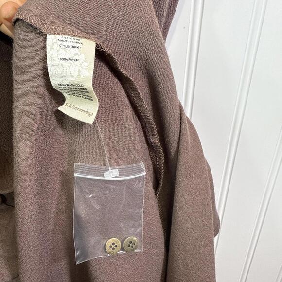 Soft Surroundings Women's Laurel Maxi Shirtdress 3/4 Sleeve PL Pockets Modest - Picture 6 of 8